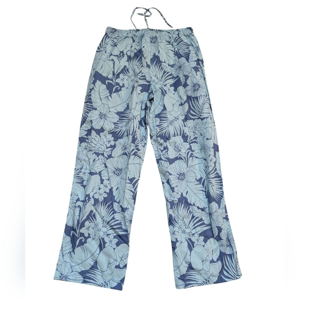 Brooks Brothers Pants Pajama Lounge All Cotton M Blue Floral Preppy Casual Comfy - Picture 2 of 6